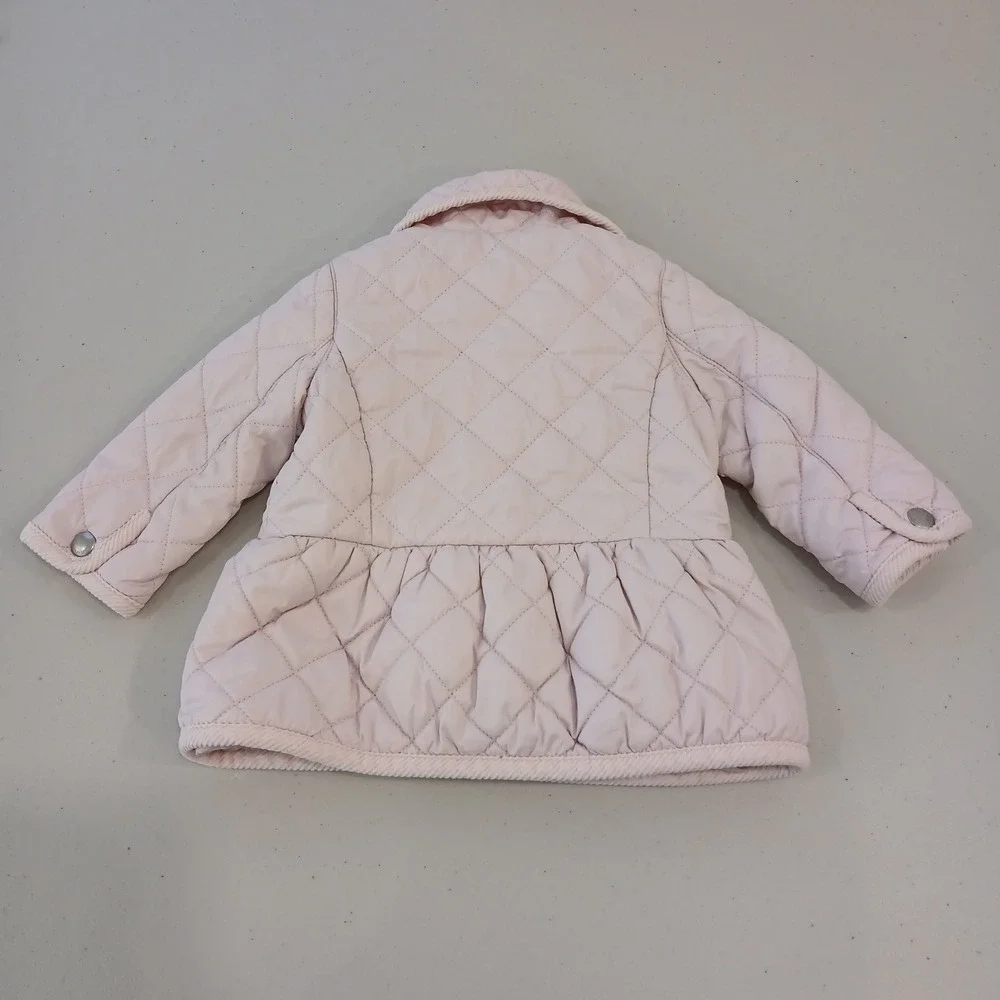 Ralph Lauren Quilted Jacket Baby 6M Pink Peplum Button Front Preppy